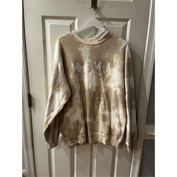 Ford and Wyatt Tops - M I M A Beige Tie-Dye Crewneck Sweatshirt